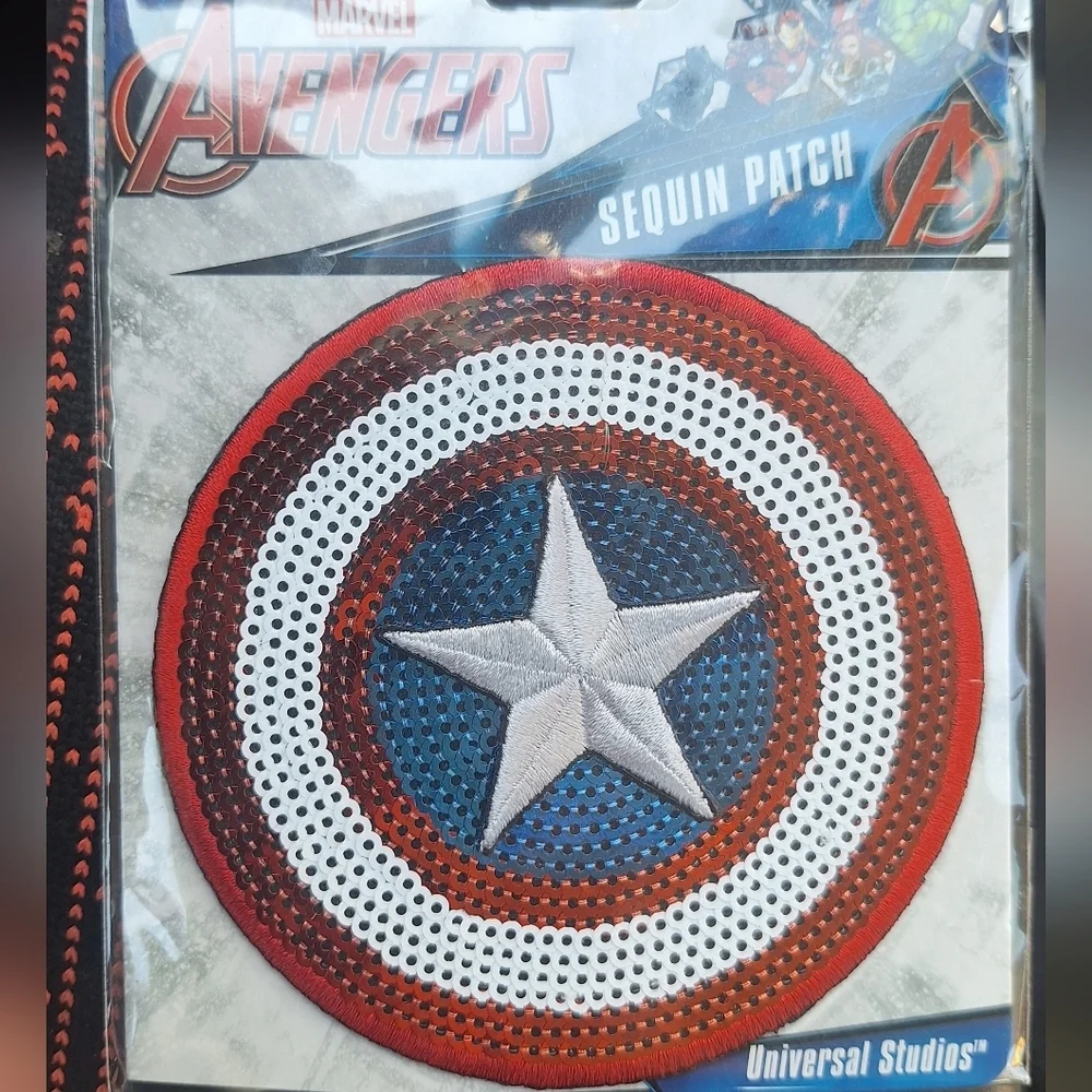 Marvel Avengers Universal Studios Captain America Sequin Patch NWT - Picture 2 of 3